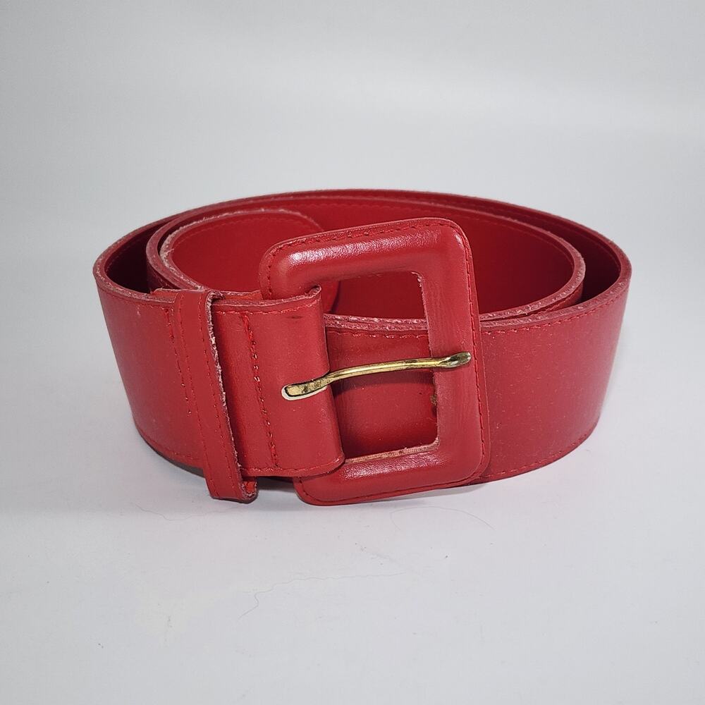 Vintage Red Leather Wide Belt Collectif Women's Size X Large